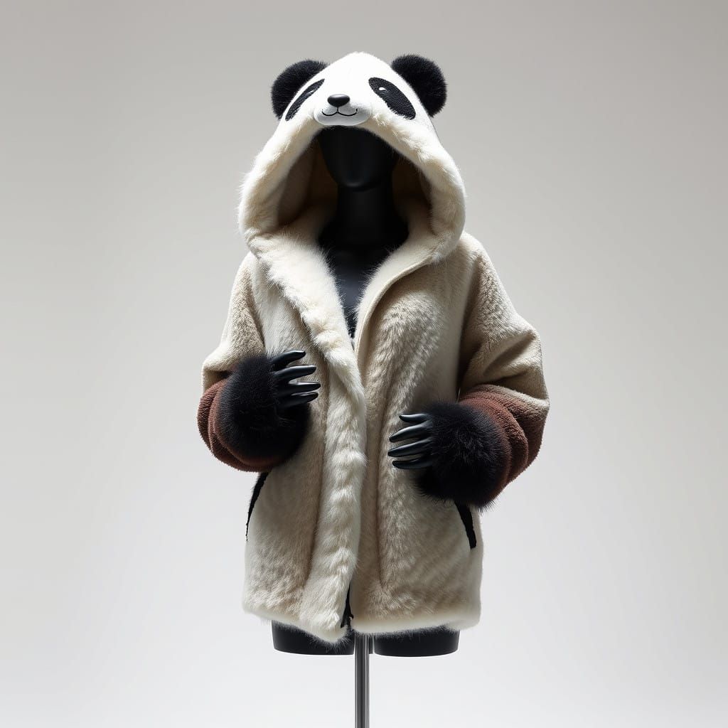 Futuristic Panda Jacket on Black Mannequin