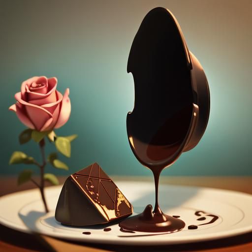 Cheongsam Model with Chocolate and Rose, Surrealist Photo