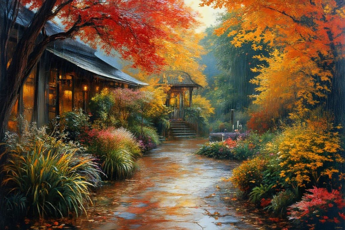 autumn garden rain