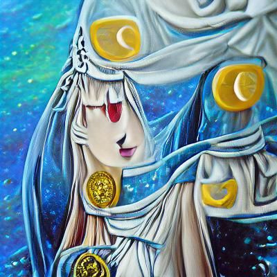 Beautiful priestess of the moon detailed acrylic art