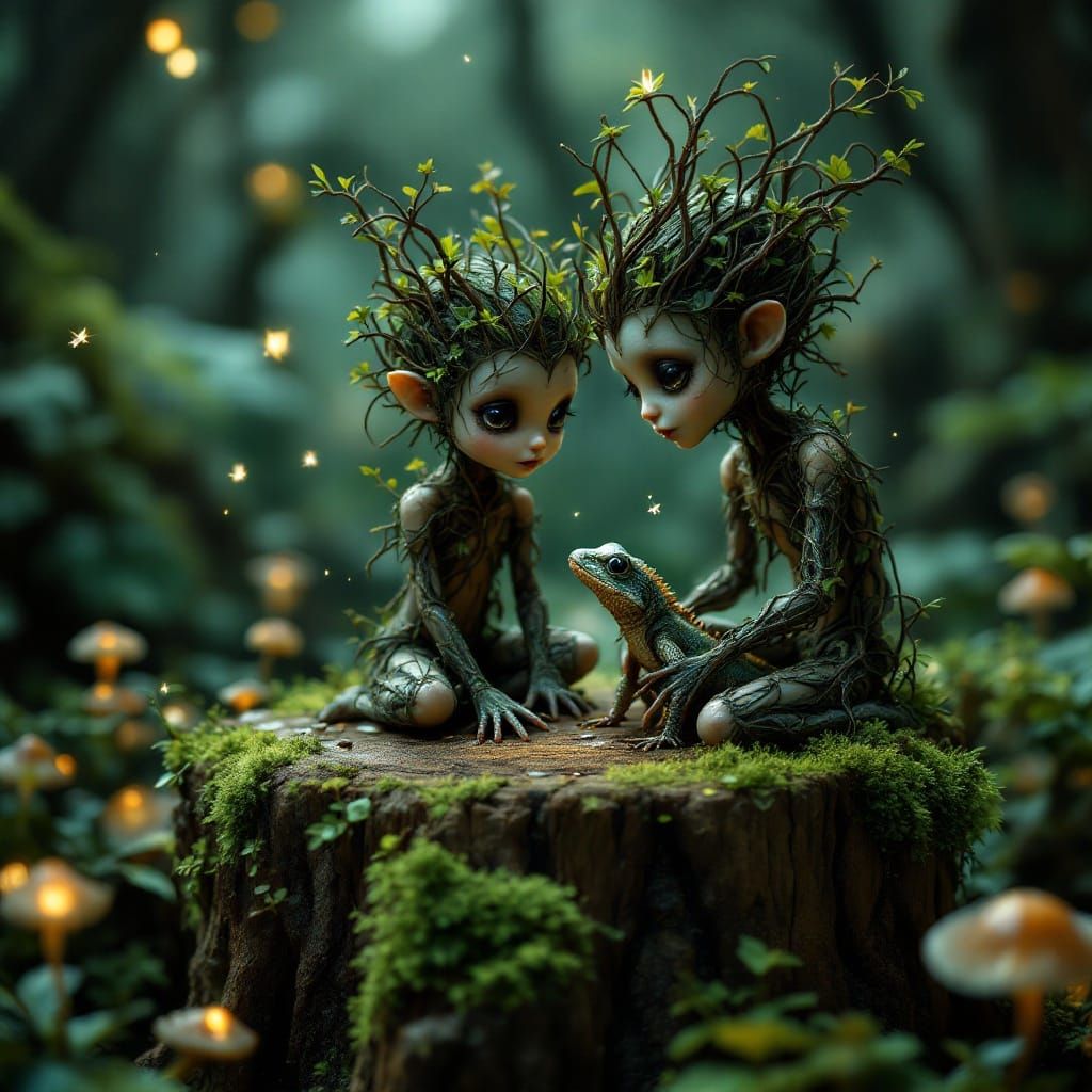 Little alien twig people found a friend  by @Sandi
