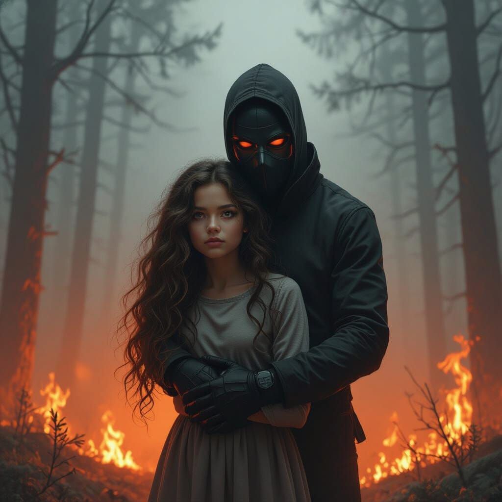 I want girl completely obsessed friction character and he should wear a mask hold her by waist tightly and his another hand should be on her...