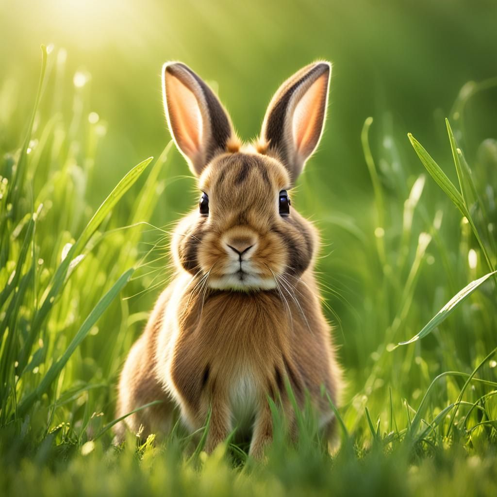 A captivating photograph of a baby brown rabbit sitting in the heart of ...