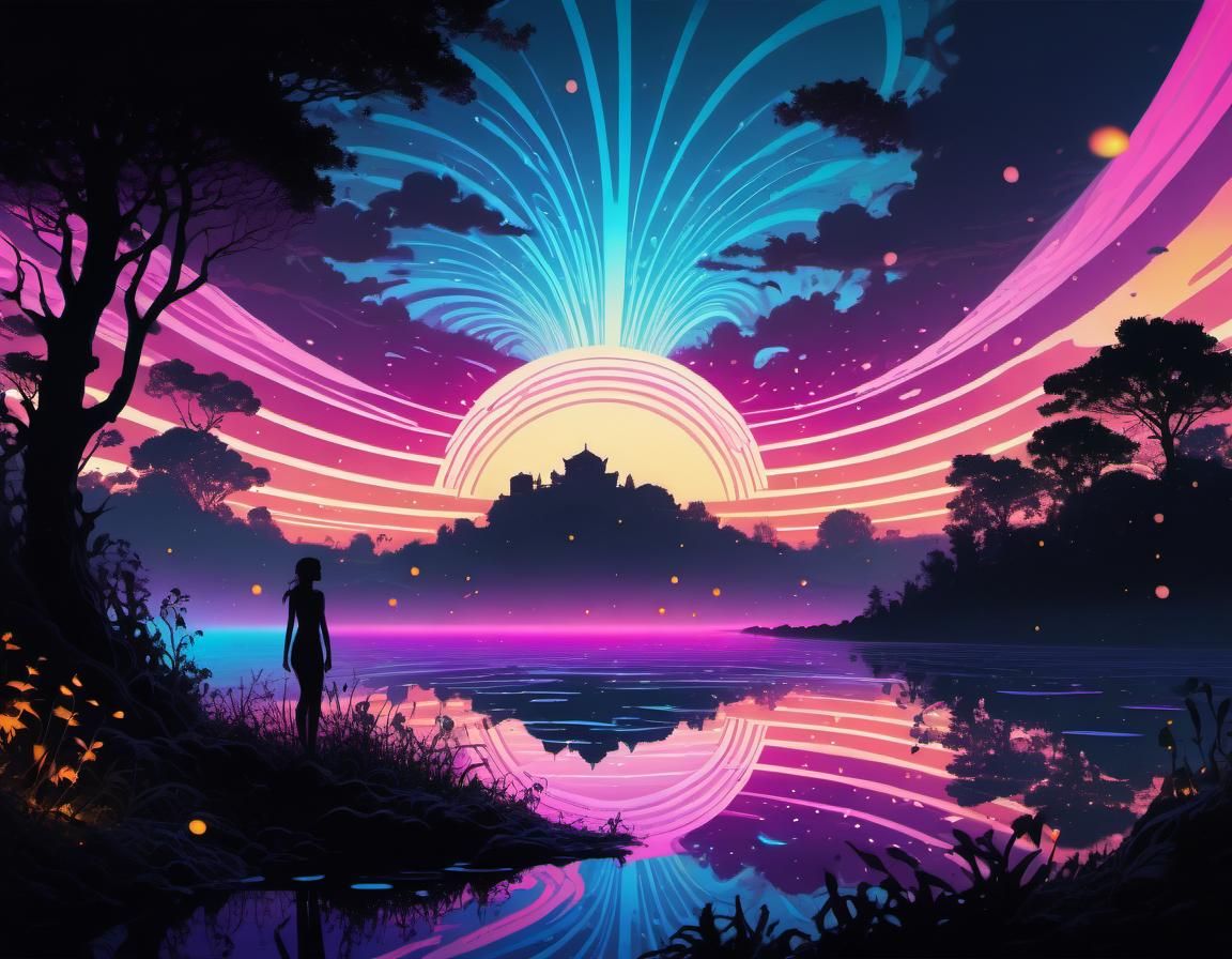 (Gorgeous insanely detailed_silhouette_illustration:1.7): (Colorful ...