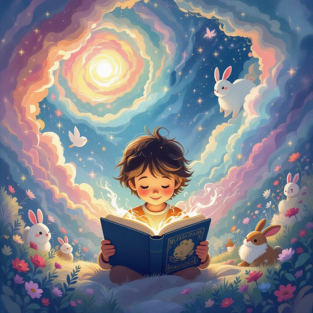 Child's Imagination Unfolds With Magical Book Worlds