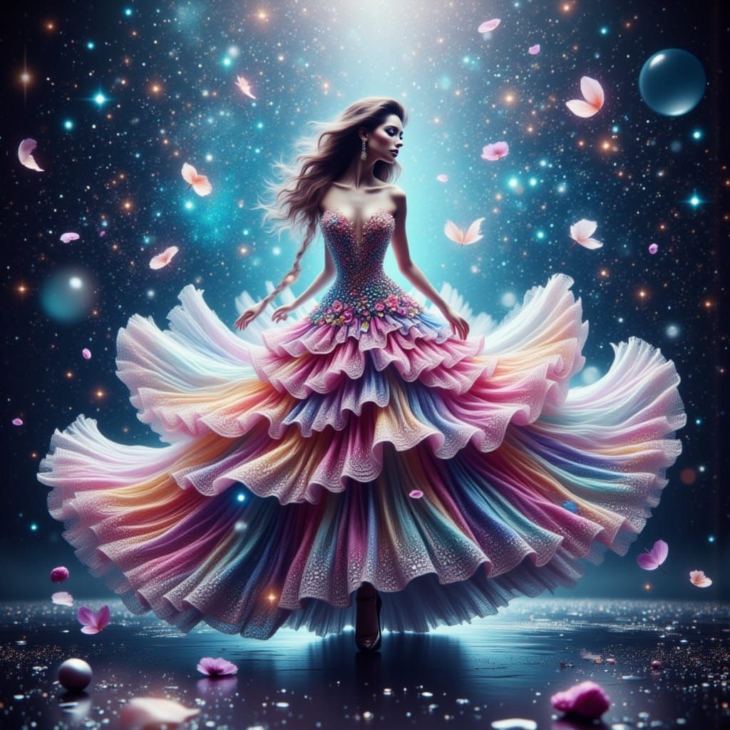 Celestial Runway Dress: Fantastical Fashion Art