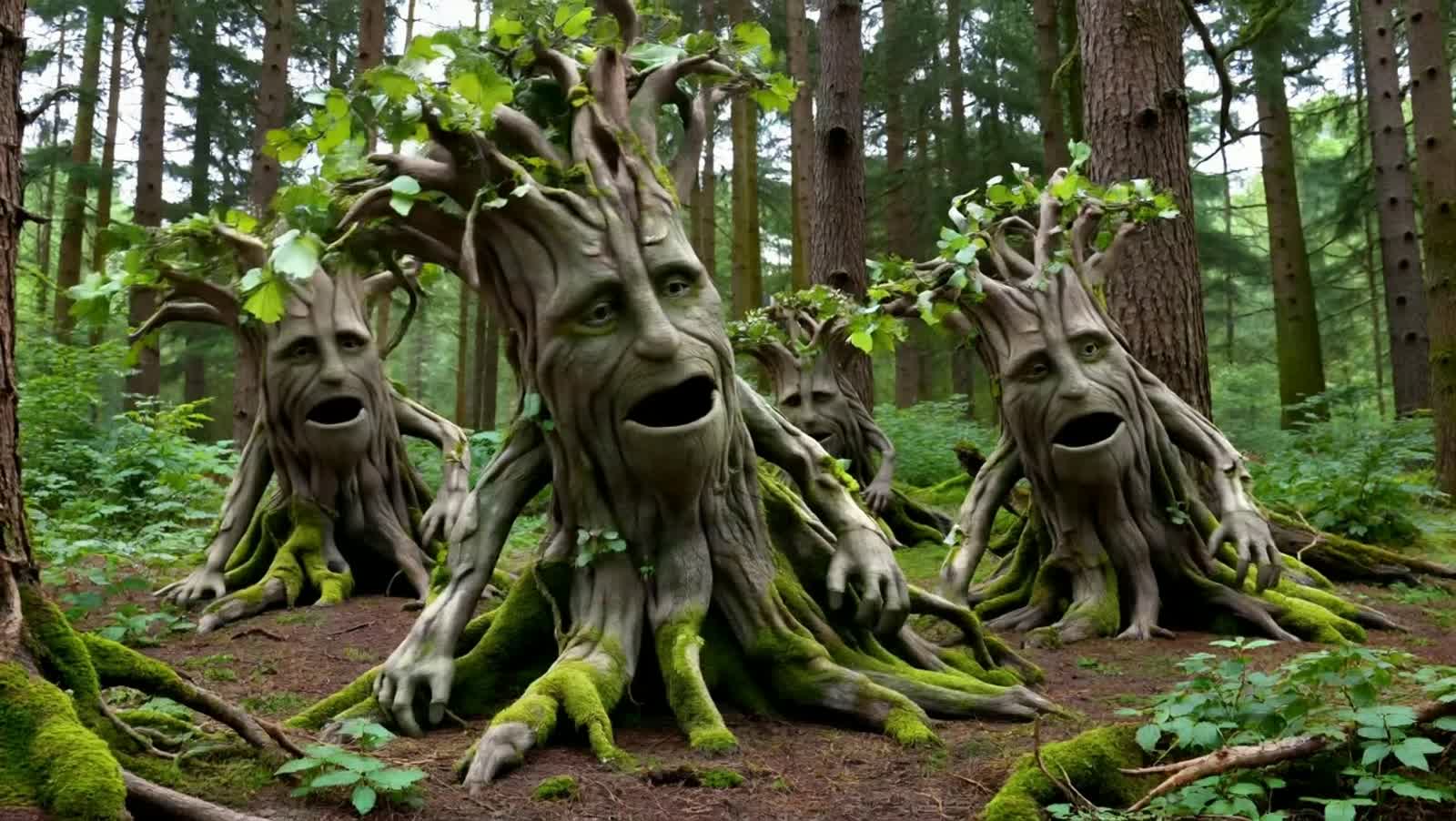 Sentient Trees walking through the forest.
#Weird