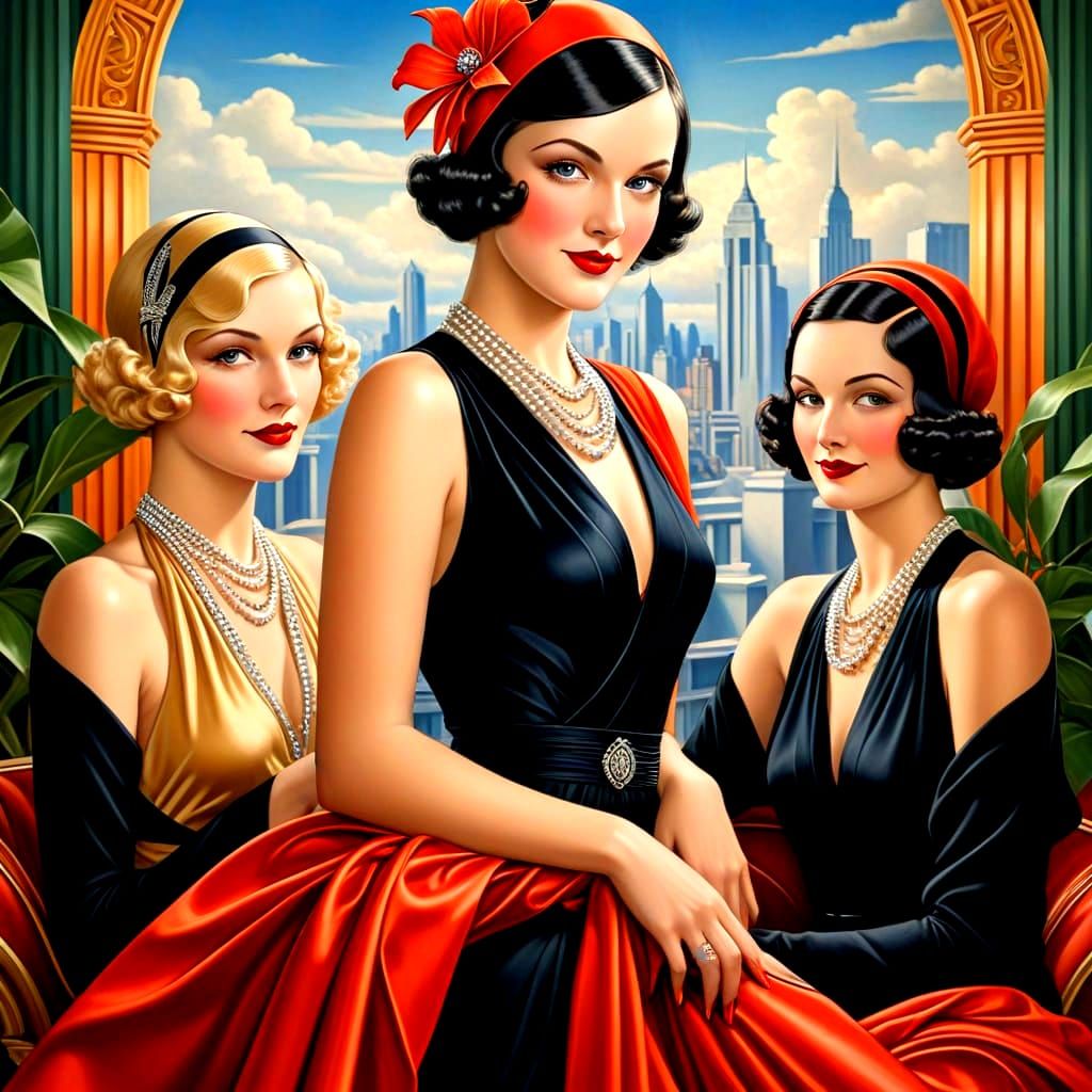1920s Ladies in Exquisite Art Deco Style