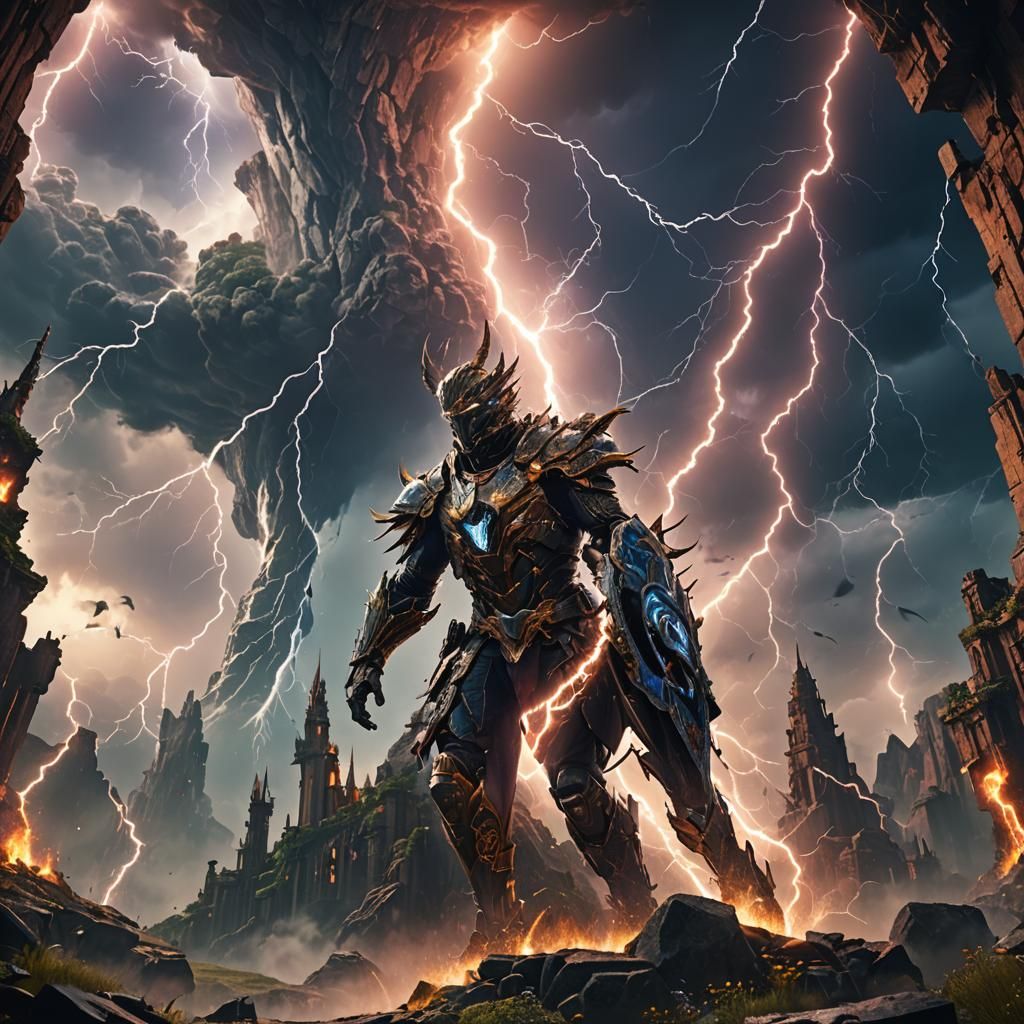 Appear out of thin air on lightning bolts.