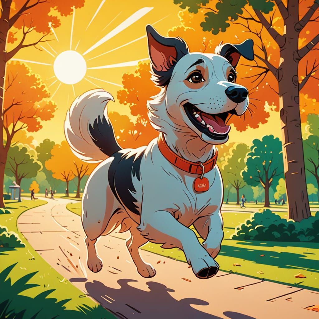 Happy Dog in Park  by @JollyNewt