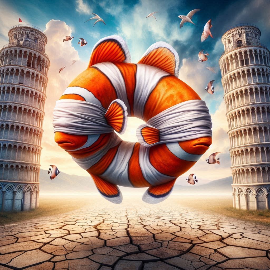 two clownfish pisces leanin' tower of pisa 3