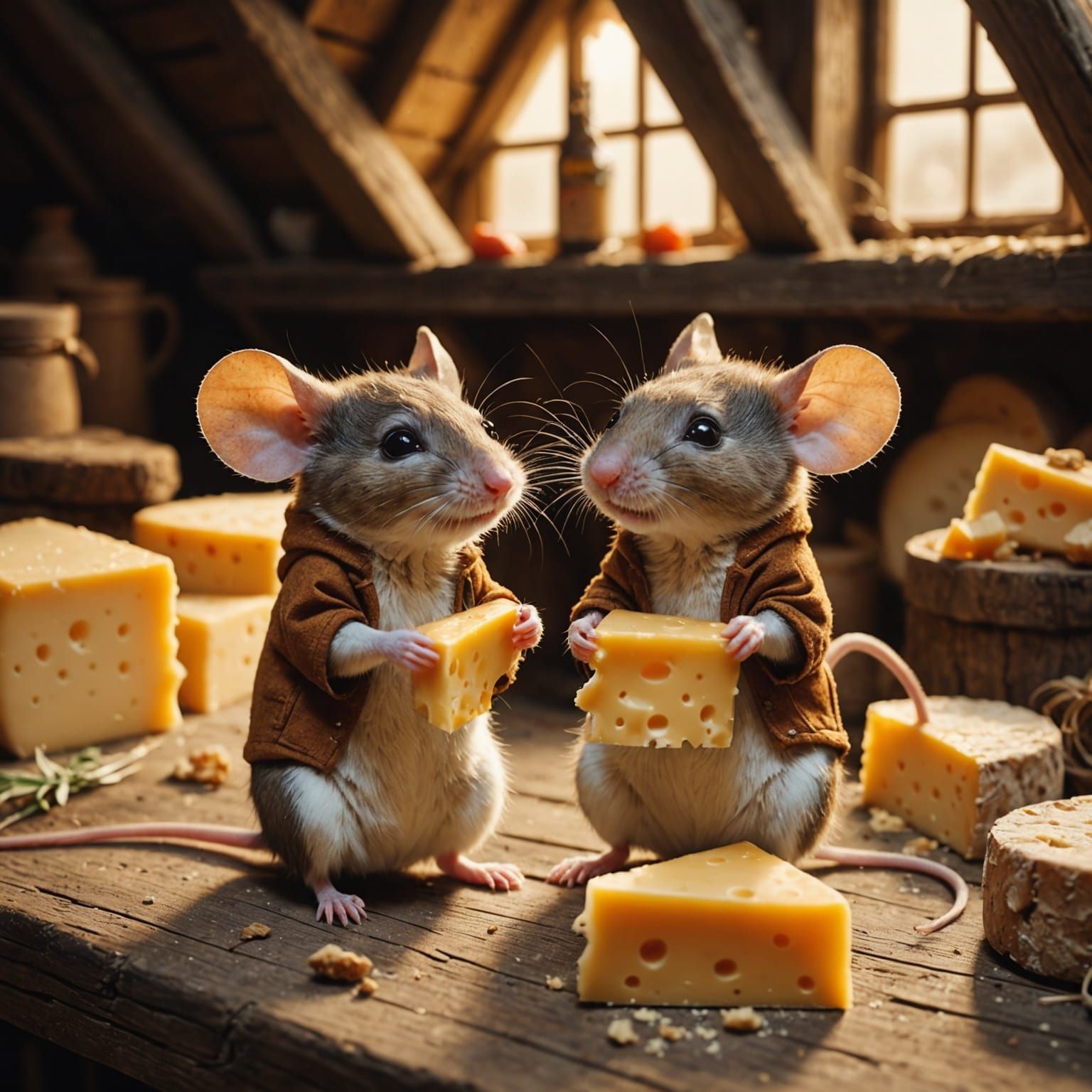 Mice in love sharing their cheese  by @Praatjemaker