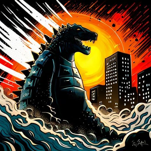 Halloween Godzilla by BL8ant - AI Generated Artwork - NightCafe Creator