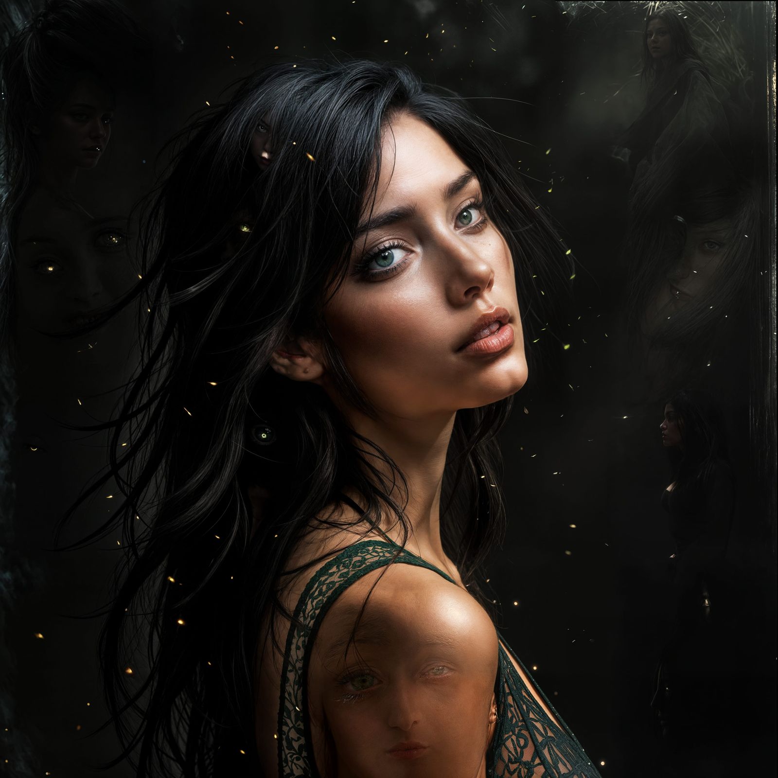 Mysterious Flamenco Dancer in Classic Film Noir Style