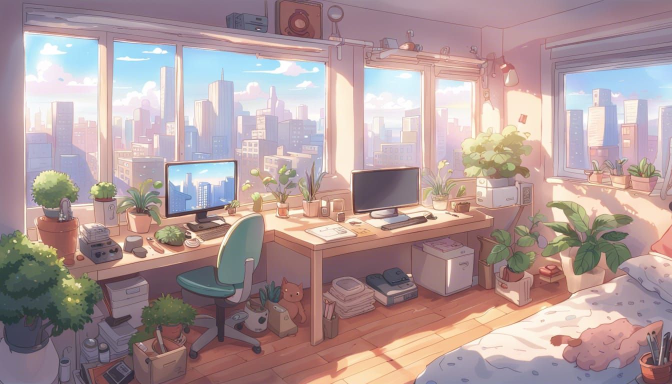 Free Vectors | Illustration of a guest room in an anime-style inn