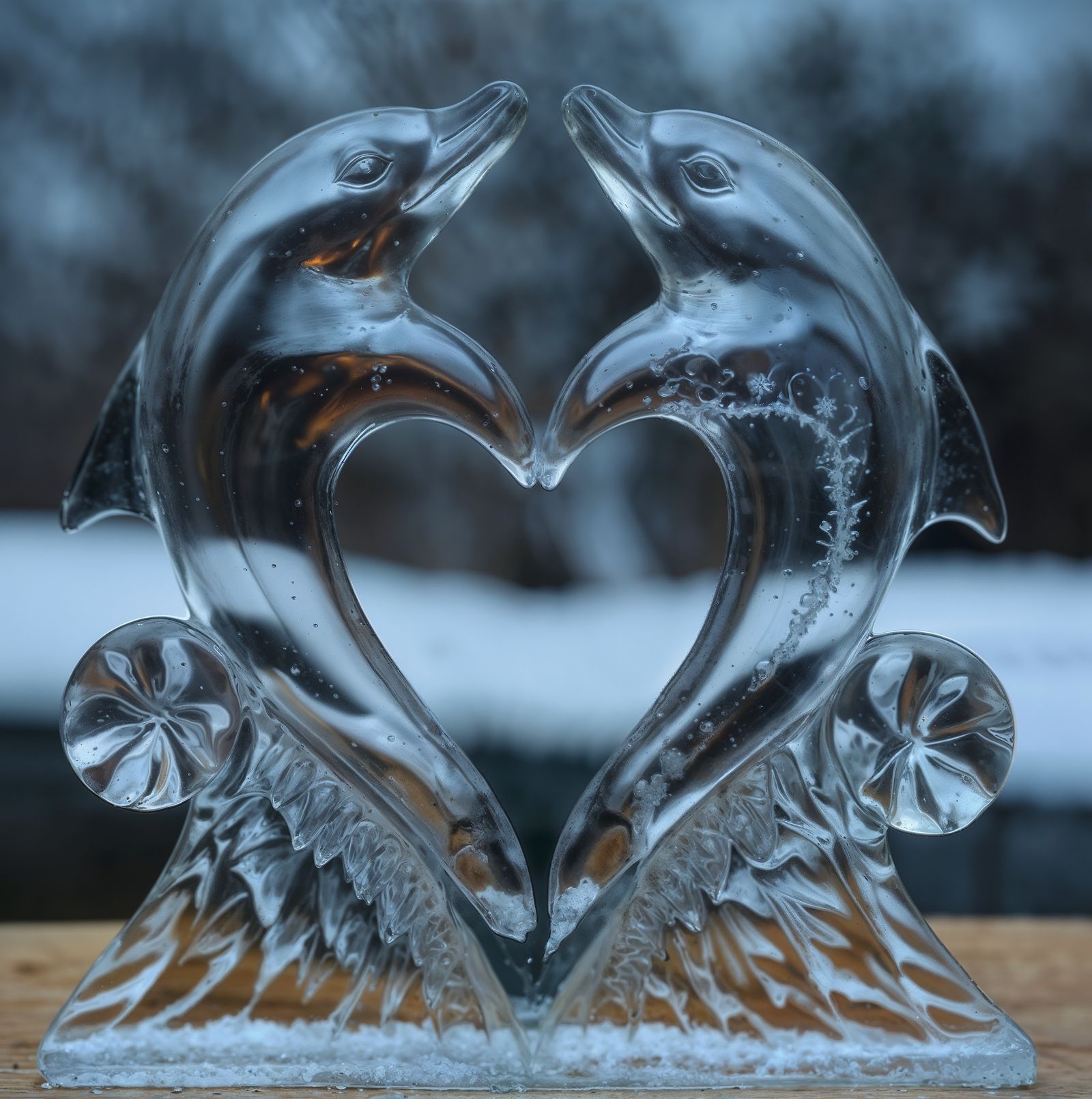 Transparent Heart Dolphins