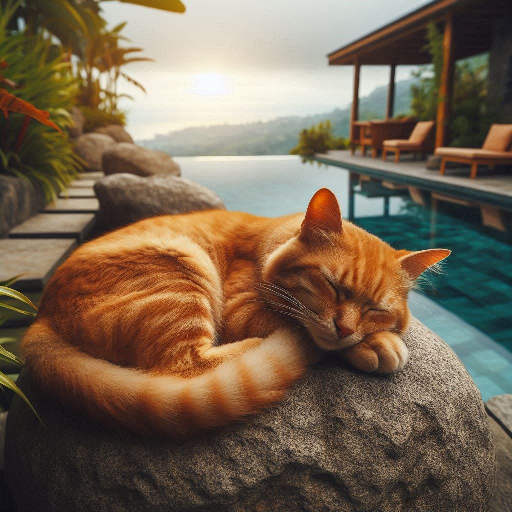 Napping by the pool.
