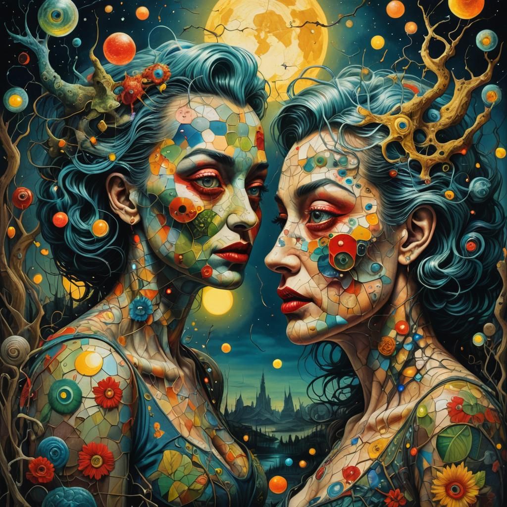 SURREALISM, colorful (PATCHWORK:1.1) monster, swamp, fairy l...