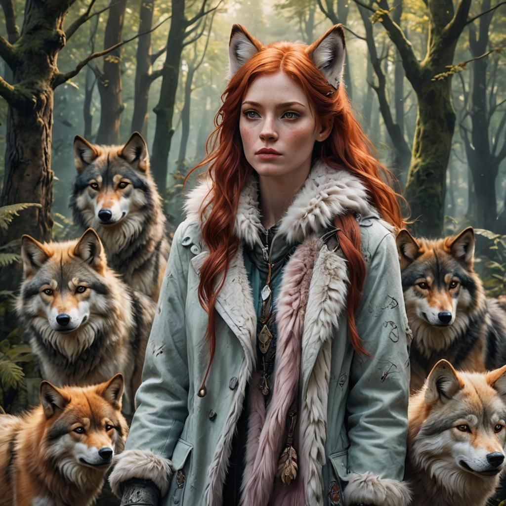 A hyper-realistic portrait of an animal girl with pastel fur...