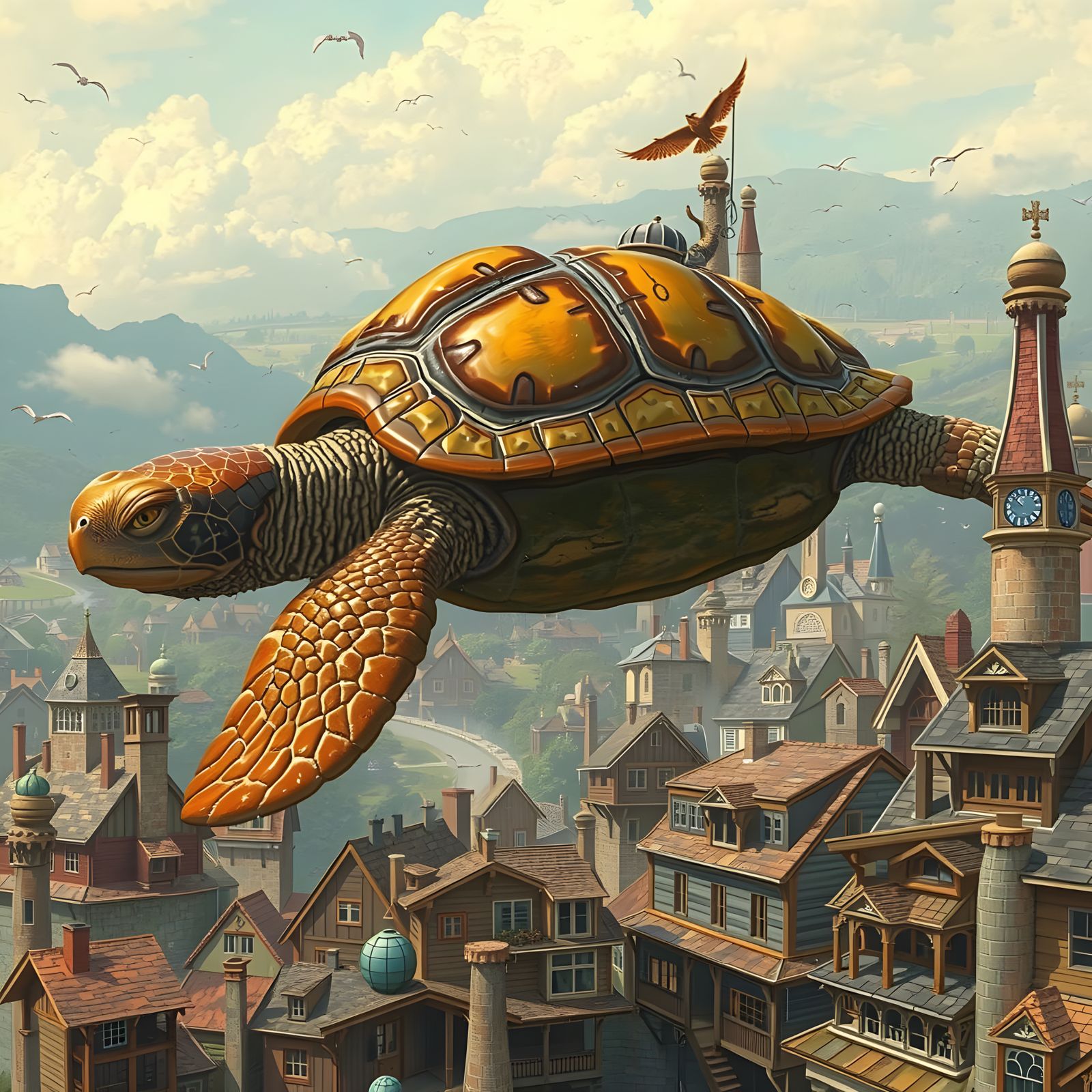 Flying Turtle Village in Vintage Style