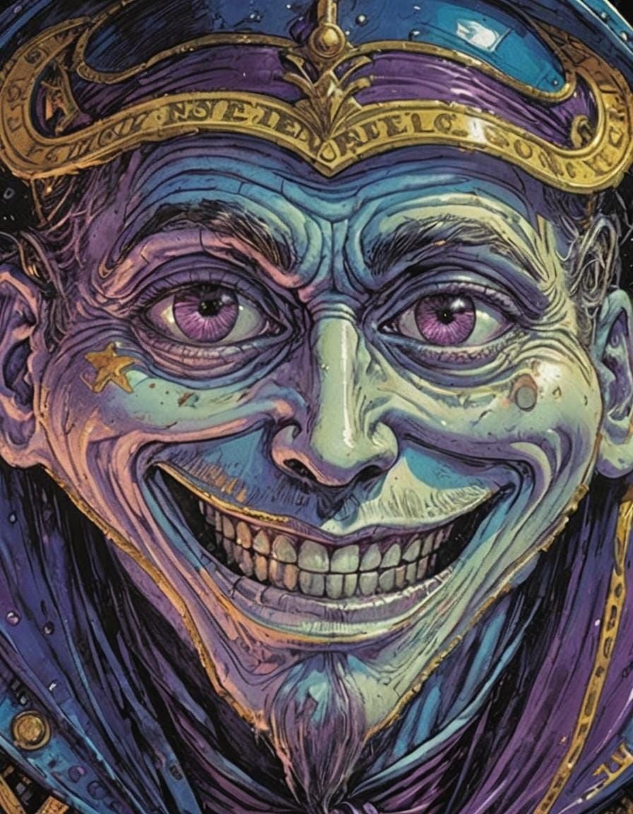 This exact same face in a blue-purple gradient, looks like t...