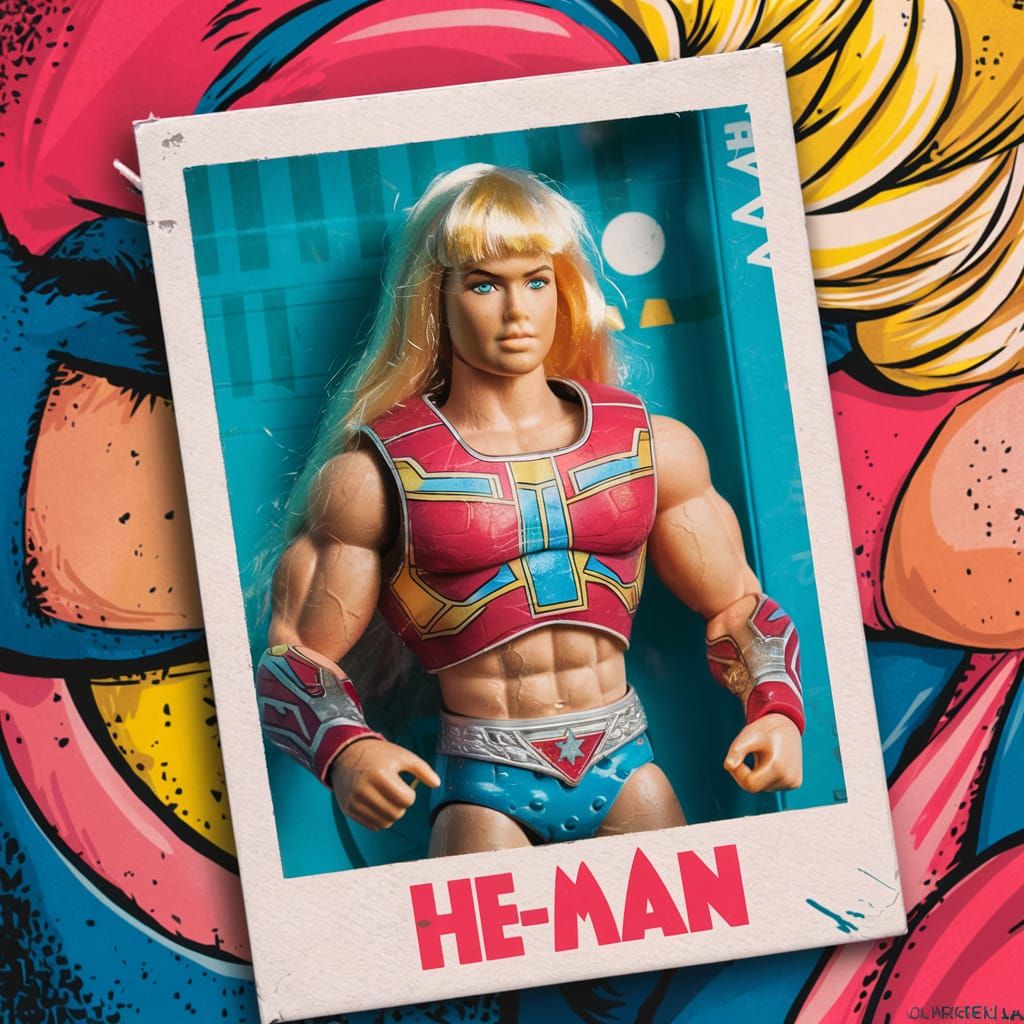 Polaroid of He-Man from The Masters of the Universe toy but ...