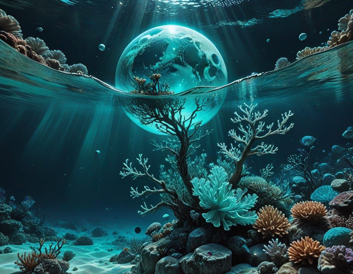 Underwater Moon ~ Lost in the Current of Swirling Cosmic Rays