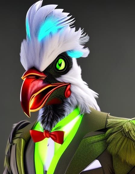 Handsome Anthro Rooster Humanoid Wearing A Dapper Gentleman Outfit 