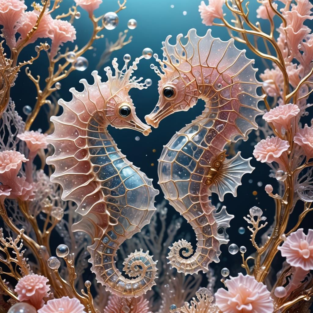 Delicate pink seahorses  by @J_OLIVIER
