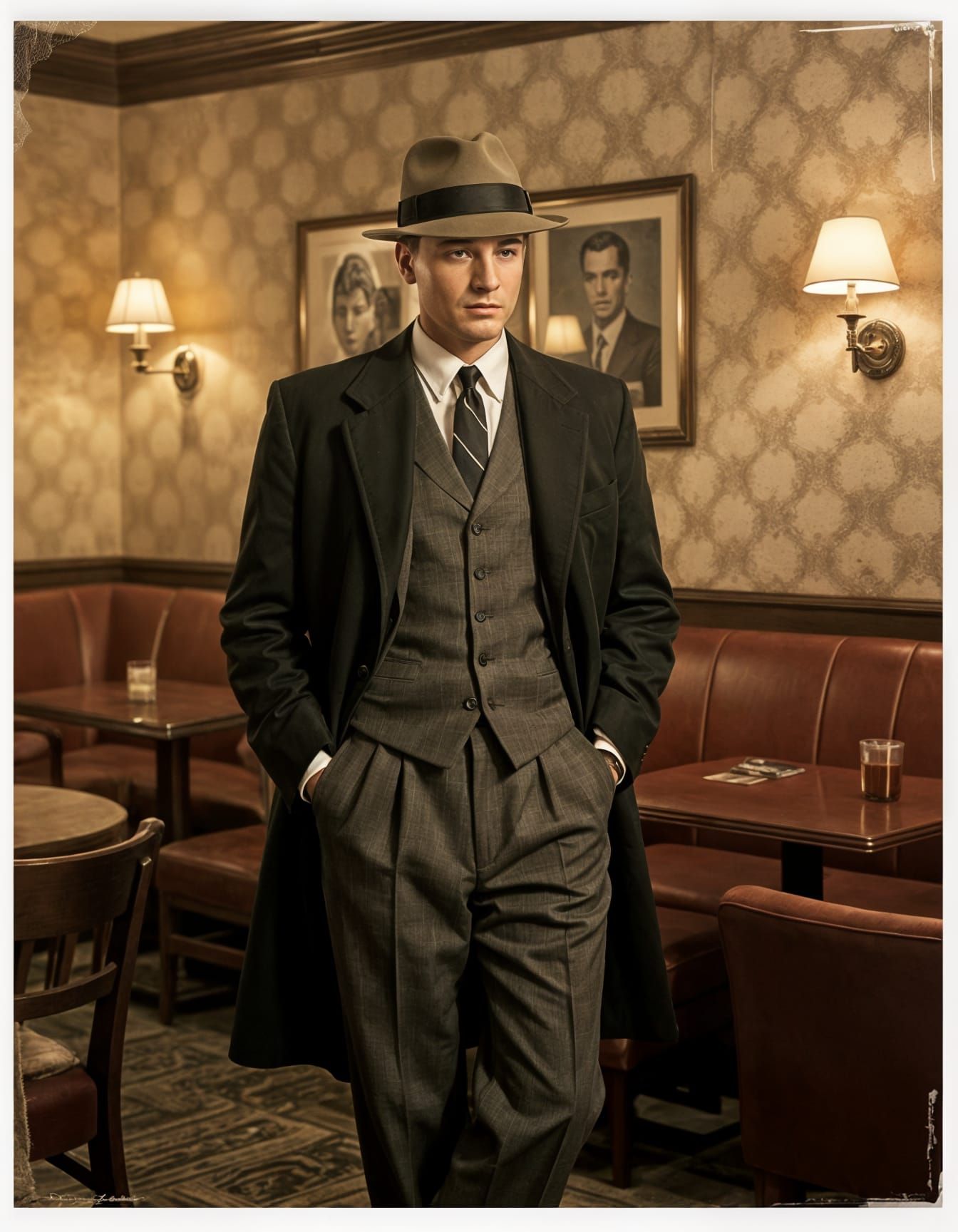 Close-up portrait of an elegant dressed man in 1950s   by @Dreamer in Hell