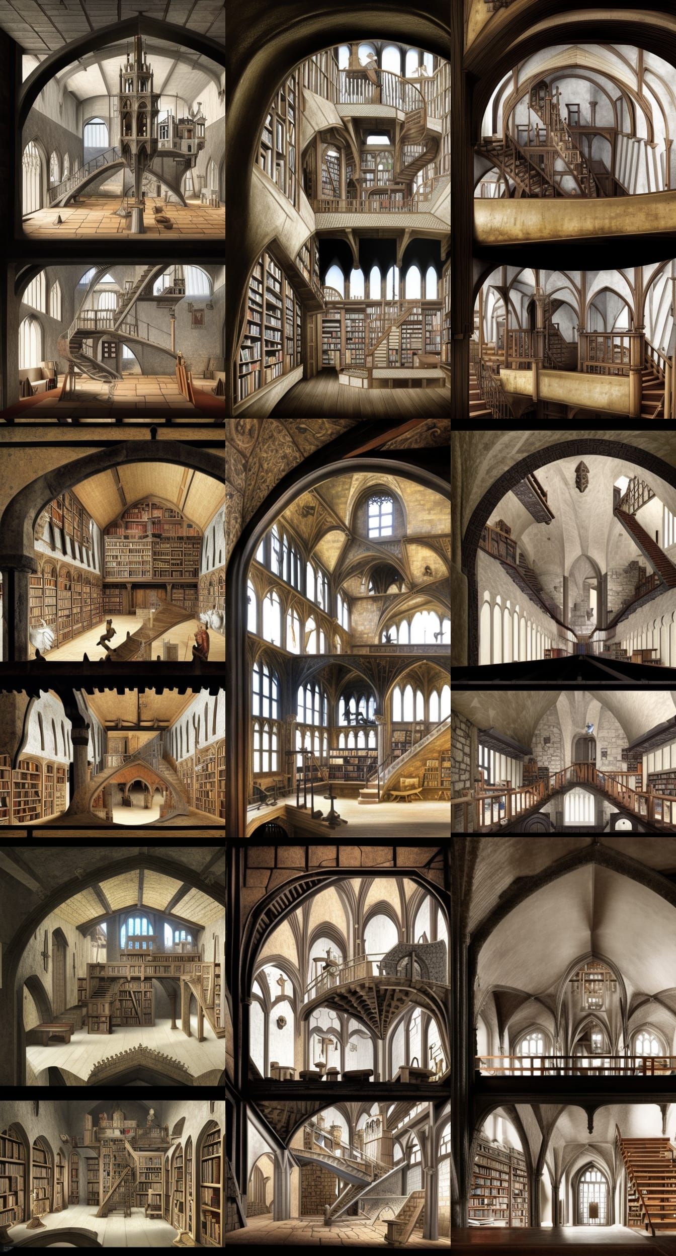 Medieval Castle Library of Knights, Ascending and Descending...