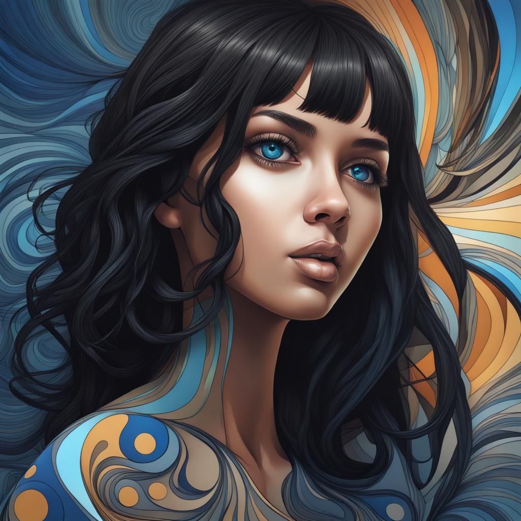 <lora:NC Hyperreal:1.0> A young woman with black hair, eyes ...