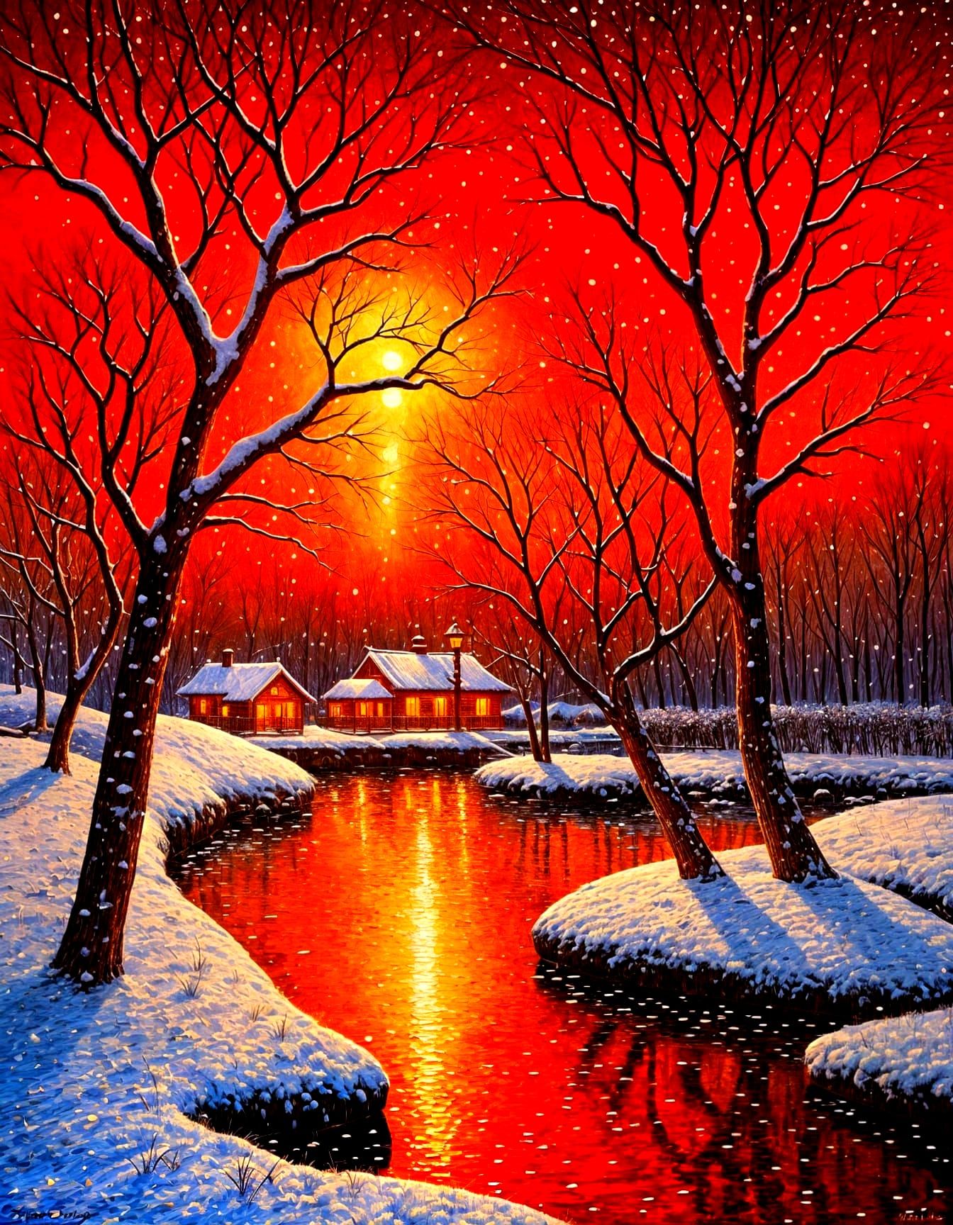 Snowy sunset 
