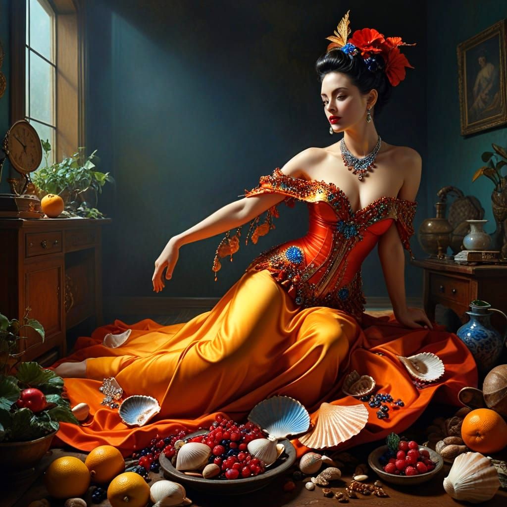 Vibrant Surreal Portrait of a Woman in Hyperrealism