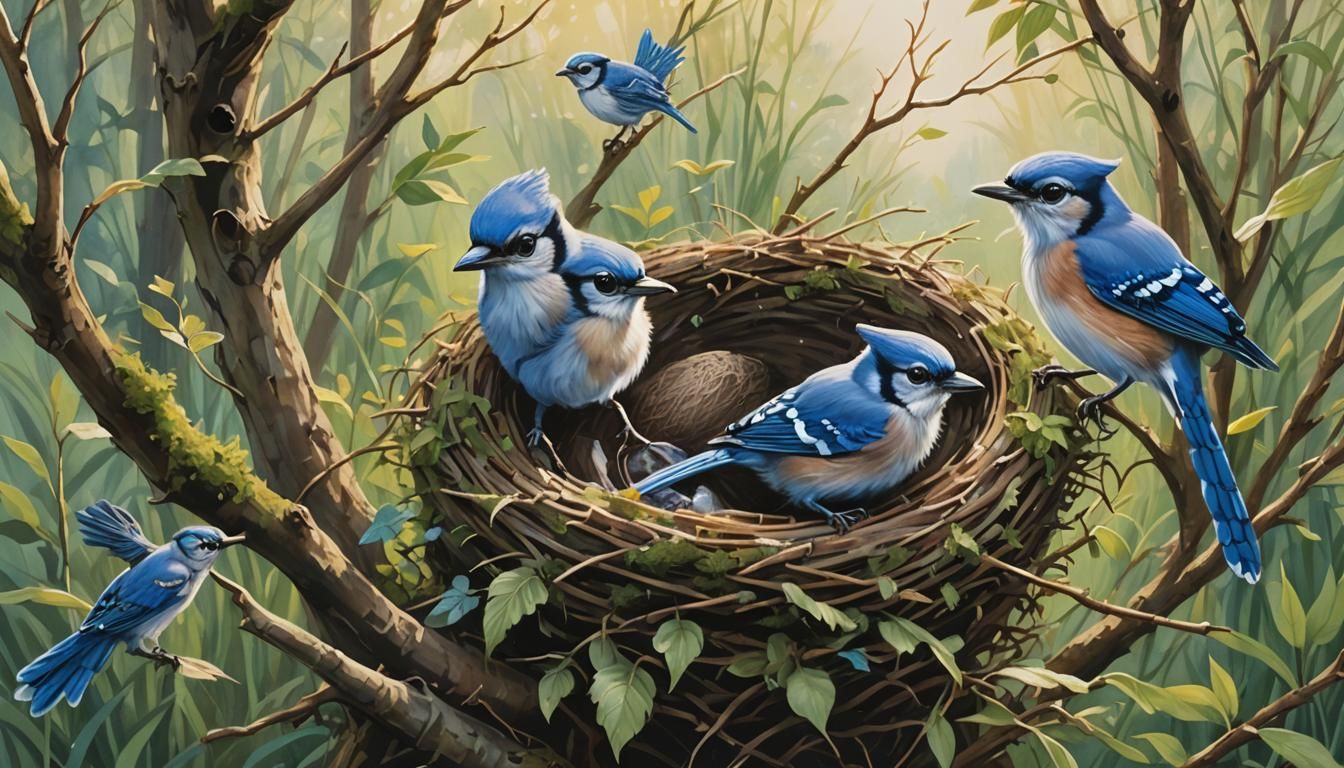 Time for flight, 3 fluffy baby bluejays 2