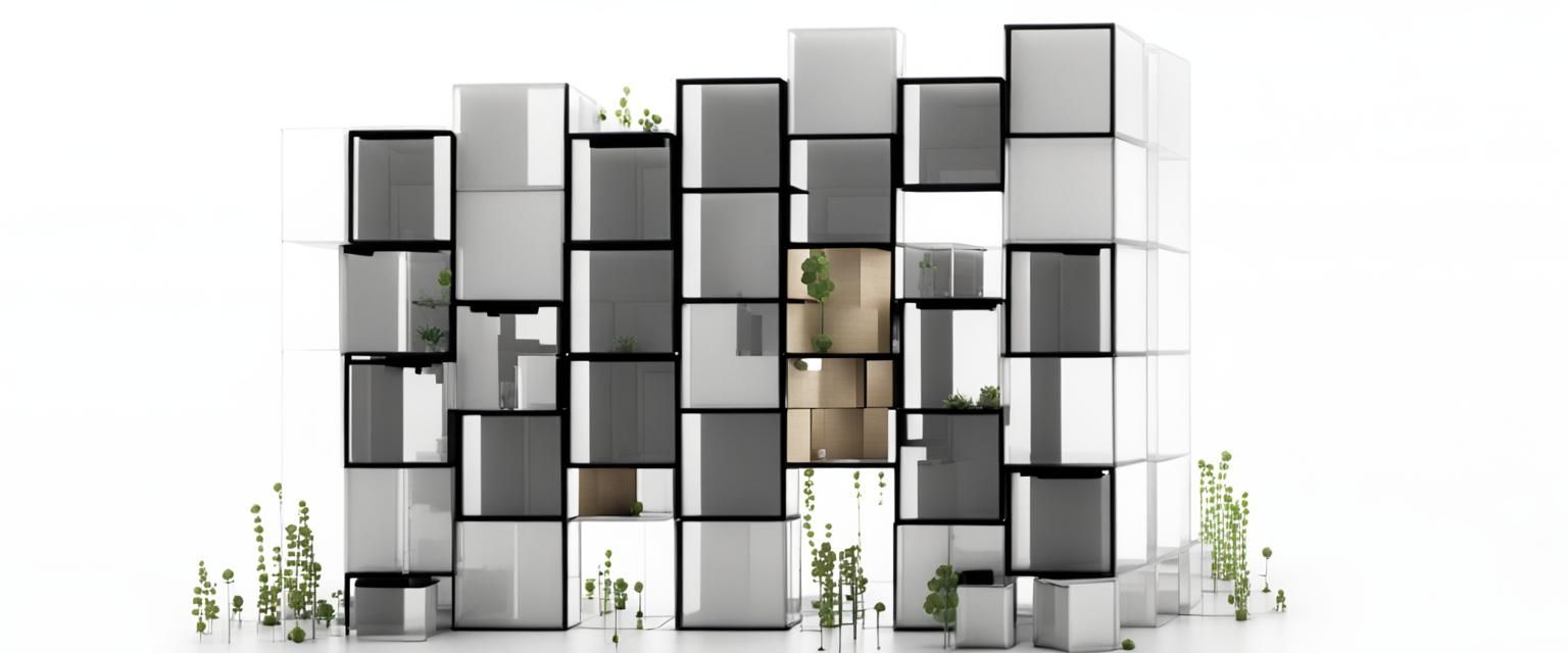 realistic render with pixels and cubes
