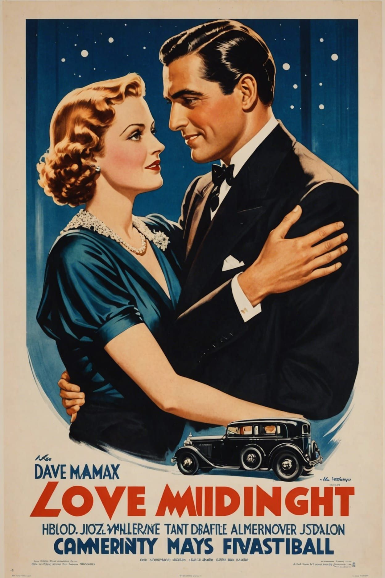 1930s Hollywood screwball romantic comedy poster for a movie called