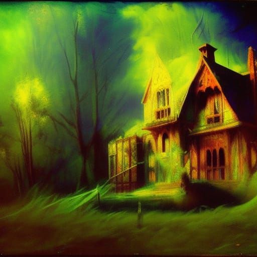 Haunted house ;

triadic colors ; light and shadows

; as pa...