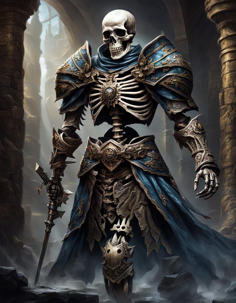 Armored Skeleton Warrior in Dungeons and Dragons Style