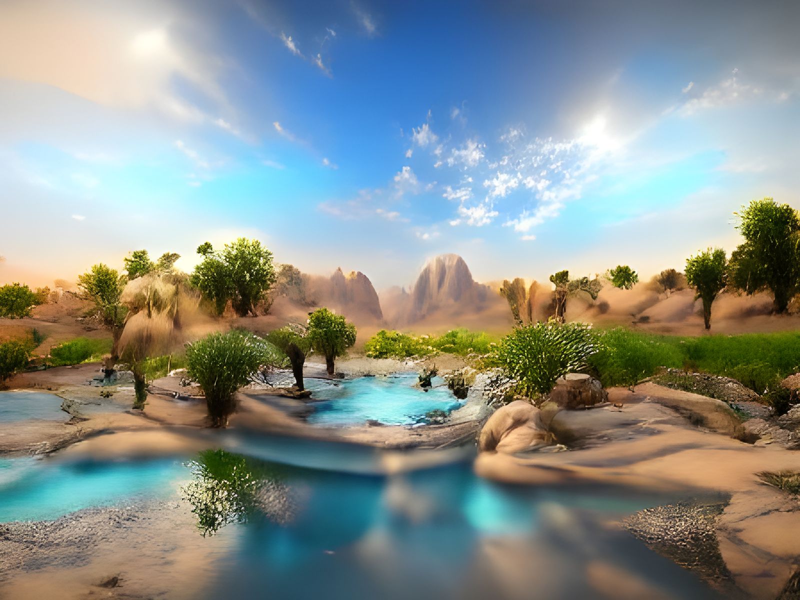 Fantasy desert oasis