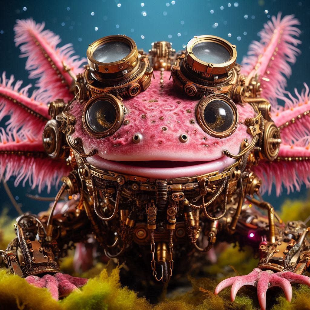 Steampunk axolotl
