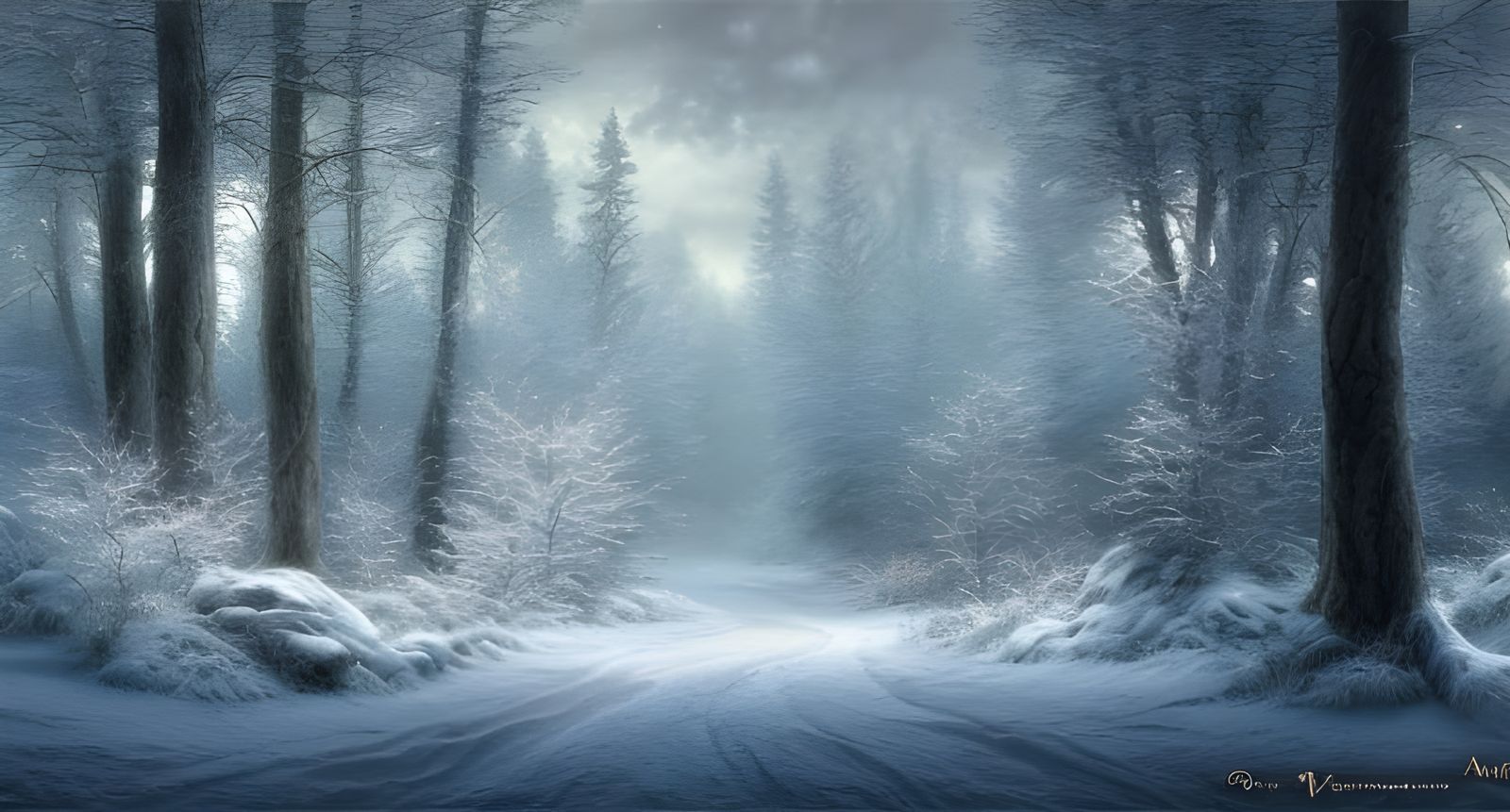 Lonely Winter Road - Forestscape - Collection  by @Skyeithse