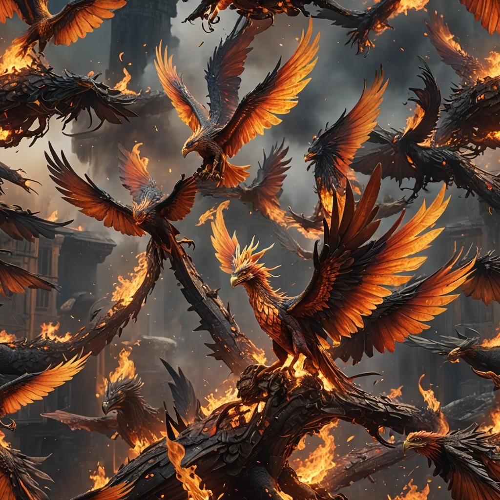 Fiery Phoenix in Hyperrealistic Detail