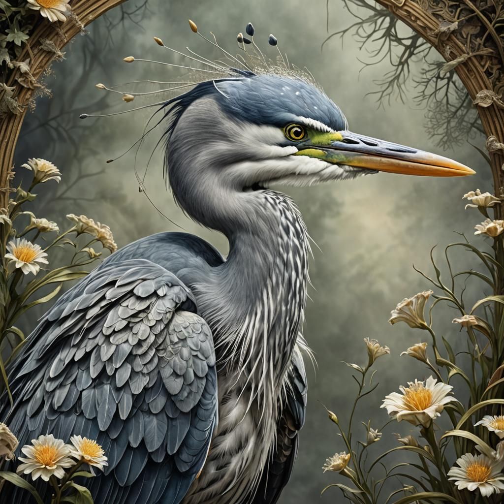 colorful heron 2  by @Lady of the Thorns