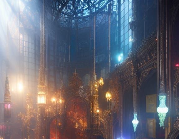 Victorian Crystal Shop in Sepia Ink Drawing Style