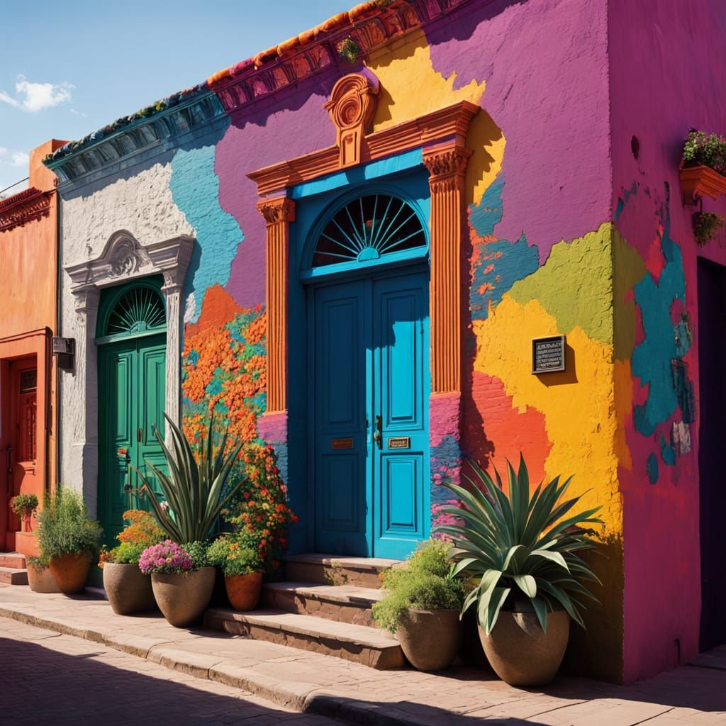 Fauvist Masterpiece: Vibrant Xeriscaped Garden in Zacatecas