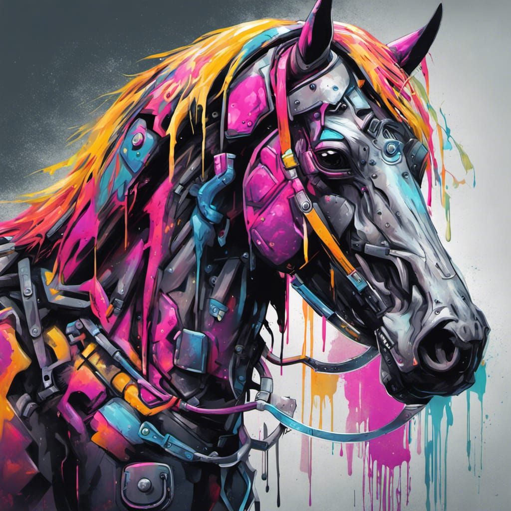cute little cyberpunk horse
