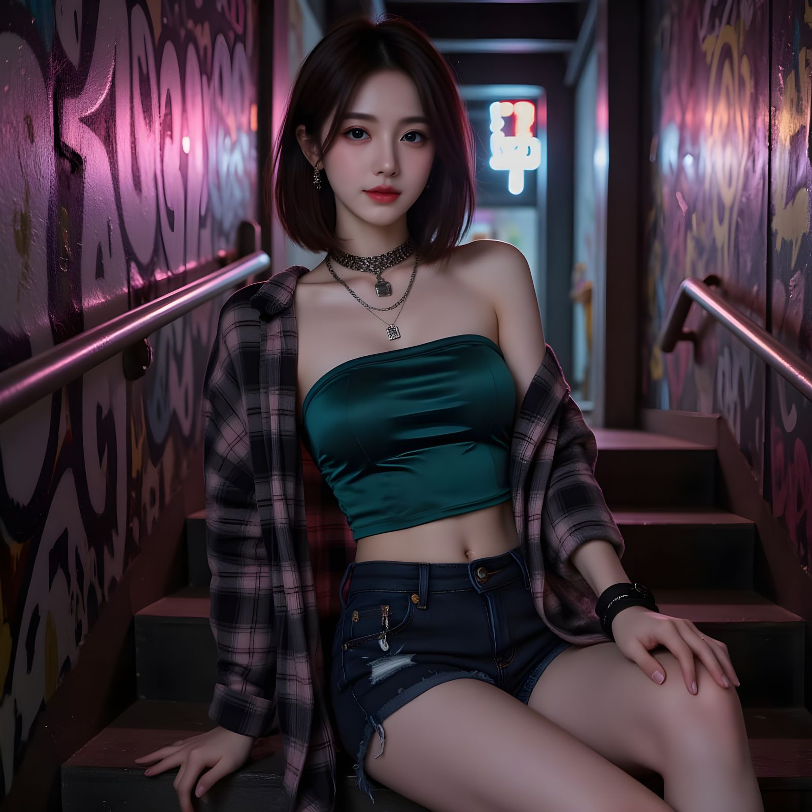 Yumi: Neon Stairwell (4 Images)