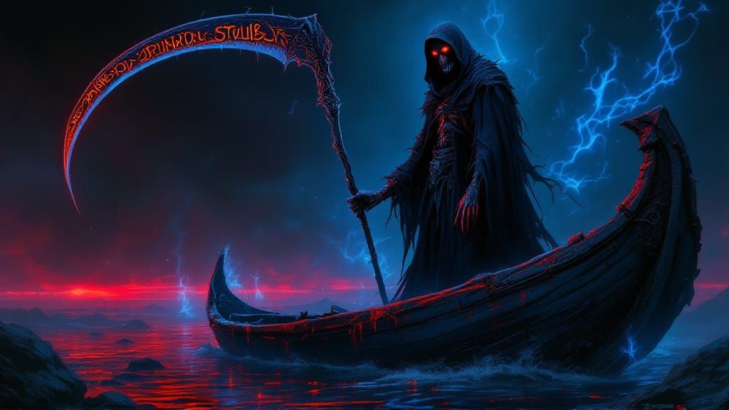 Grim Reaper on the River Styx
