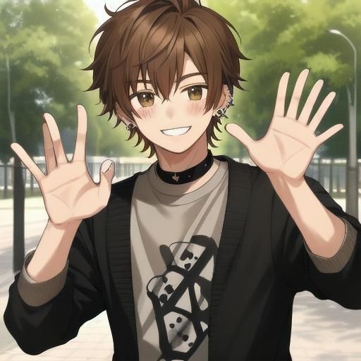 a smiling handsome guy that's blushing has short fluffy brow...